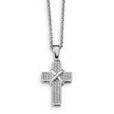 Sophia Jewelers Sterling Silver Polished Cross Necklace with CZ Sparkle - 18